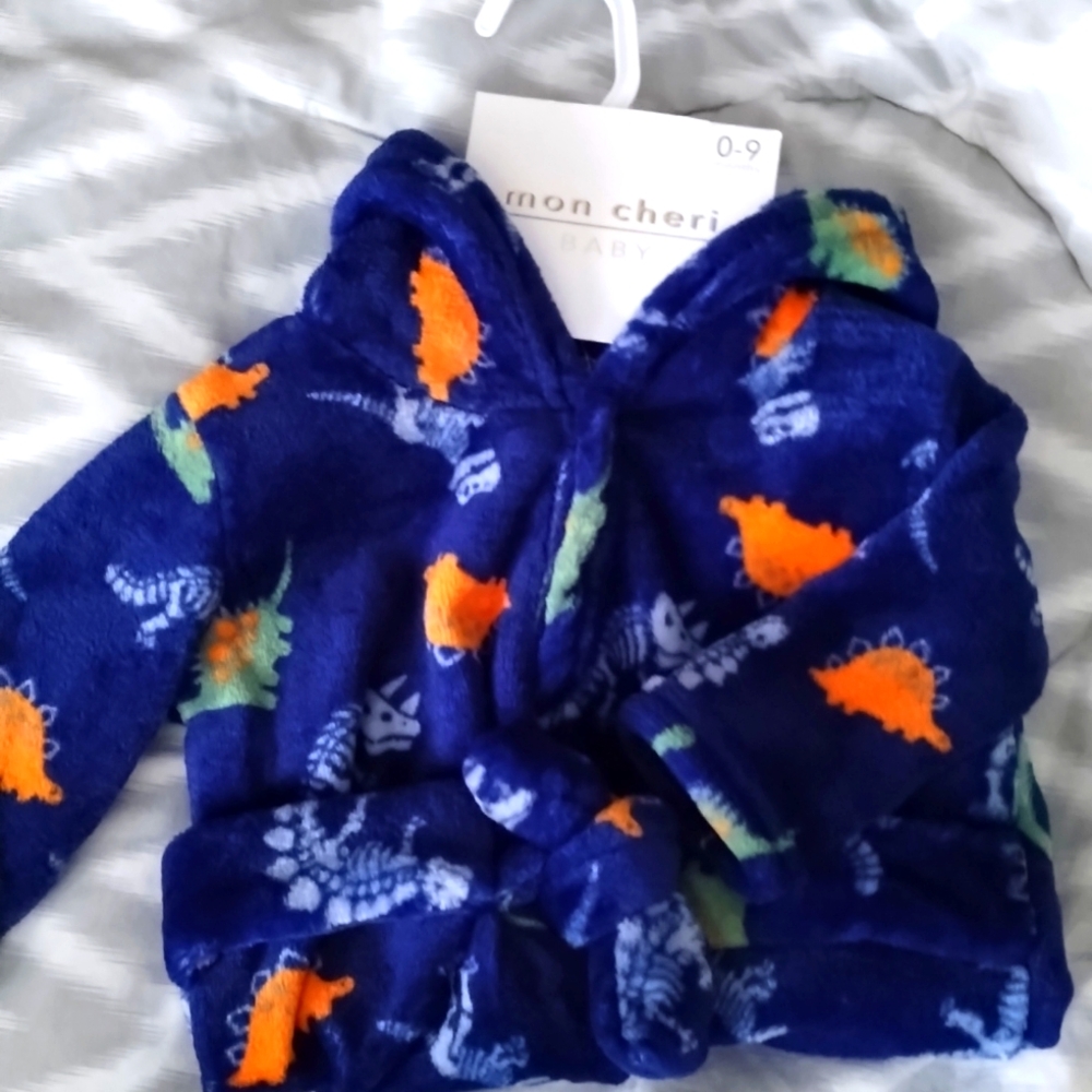 0-9 m Blue green & orange dinosaur robe